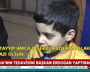 Minik Tahadan tedavisini üstlenen Başkan Erdoğana teşekkür