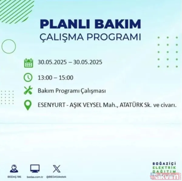Bedaş | 30 Mayıs İstanbul Elektrik Kesintisi
