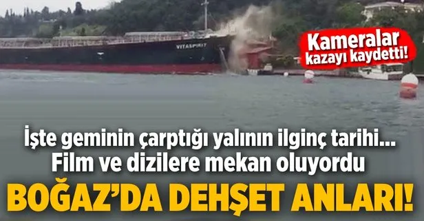 İstanbul Boğazında kaza! Gemi yalıya çarptı