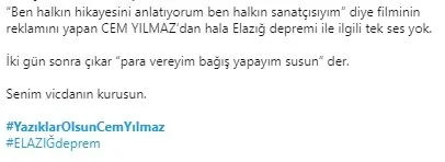 Elazığ depremi sonrası sosyal medyada Cem Yılmaz'a tepki-6