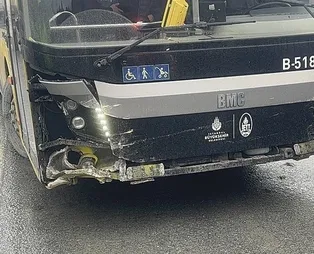 Otobüs bariyerlere çarptı