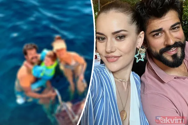 Fahriye Evcen eşi Burak Özçivit ve oğlu Karan'la denizin içinden paylaştı sosyal medya onları konuştu: "Babasının hık demiş burnundan düşmüş" - 1