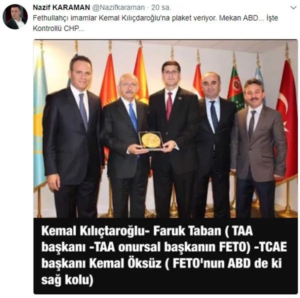 FETÖ imamlarından Kılıçdaroğlu'na plaket-2