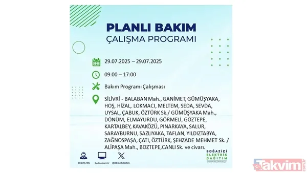 Bugün İstanbul'da elektrik ve su kesintisi var mı? BEDAŞ ve İSKİ duyurdu: Hangi ilçeler etkilenecek? - 7