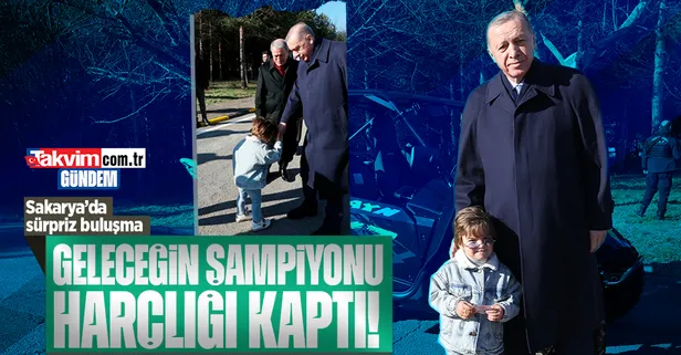 Sakarya'da gülümseten buluşma! Başkan Erdoğan, Kenan Sofuoğlu'nun oğlu Zayn Sofuoğlu ile bir araya geldi