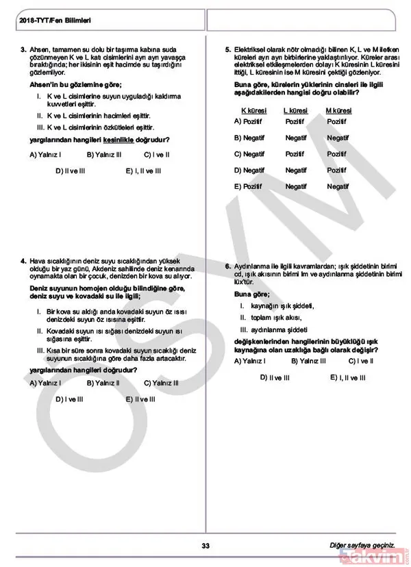 YKS çıkmış sorular ve cevaplar! 2018 YKS çıkmış sorular ve cevap anahtarı - 36