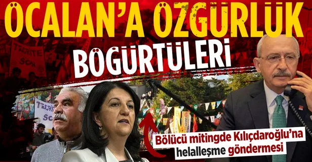 HDPKK mitinginde bebek katili terörist başı Abdullah Öcalan'a 'özgürlük' naraları! Kılıçdaroğlu'na 'helalleşme' göndermesi