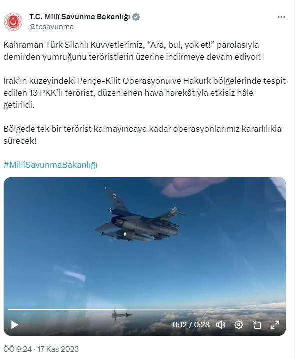 msb-duyurdu-pence-kilit-operasyonu-ve-hakurk-bolgelerinde-13-pkkli-terorist-etkisiz-hale-getirildi-1700202486353.jpg MSB duyurdu: Pençe-Kilit Operasyonu ve Hakurk bölgelerinde 13 PKK'lı terörist etkisiz hale getirildi-1