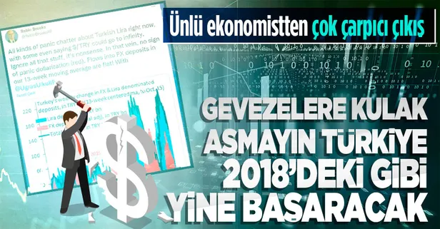 Ünlü ekonomist Robin Brooks'tan çok çarpıcı dolar-TL değerlendirmesi: Türkiye 2018'deki gibi yine başaracak