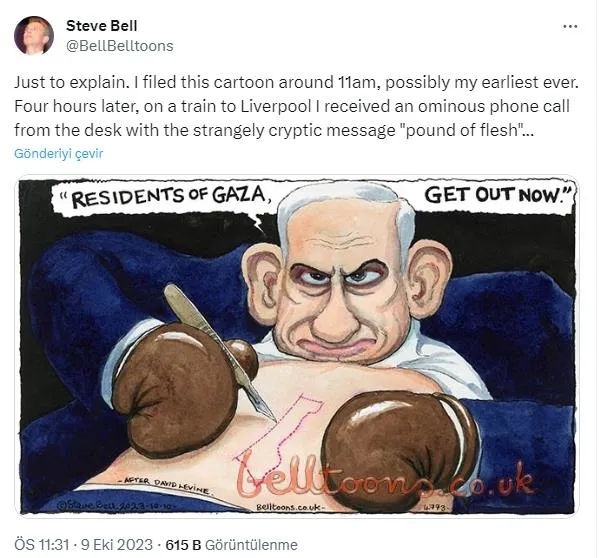 İsrail’in yancısı Batı medyası! İngiliz gazetesi the Guardian Netanyahu’yu eleştiren 40 yıllık karikatüristini kovdu-4