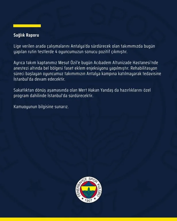 Fenerbahçe'de korona şoku: 4 futbolcu pozitif çıktı!-2
