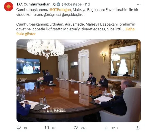 Son dakika: Başkan Erdoğan Malezya Başbakanı Enver İbrahim ile görüştü