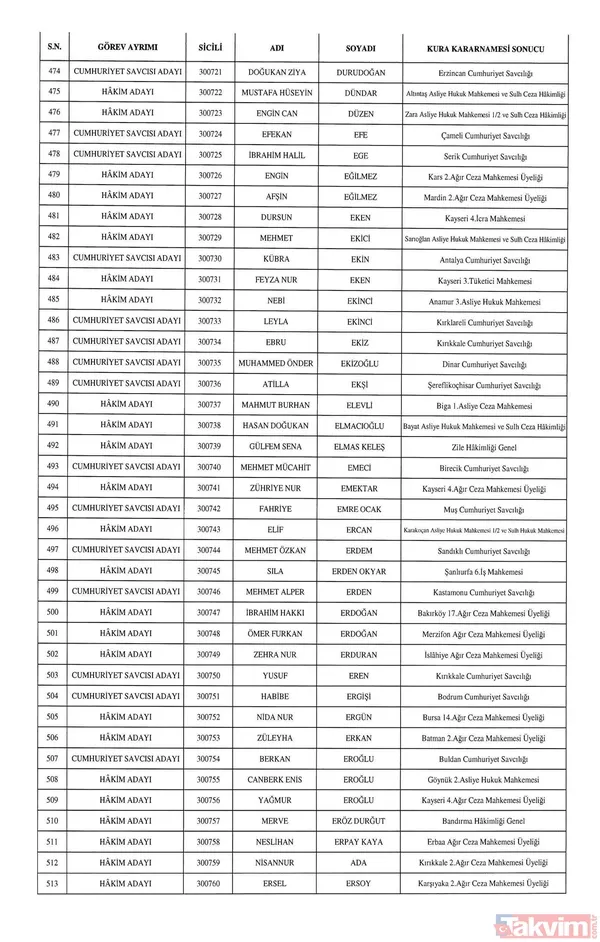 HSK atamaları Resmi Gazete'de! 1351 hakim ve savcı adayının görev yeri belli oldu - 15