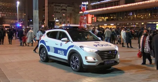 Taksim’de yeni yıl heyecanı! Polis ekipleri megafonlarla anons yaptı