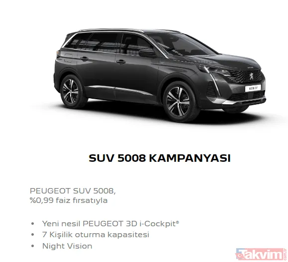 Benzin 5008 Gt 1.6 Puretech 180Hp Eat8 1.240.500 Tl Dizel 5008 Allure 1.5 Bluehdi 130Hp Eat8 1.123.500 Tl 5008 Gt 1.5 Bluehdi 130Hp Eat8 1.263.000 Tl