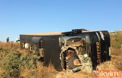 Eskişehir’de yolcu otobüsü şarampole devrildi: 13 yaralı