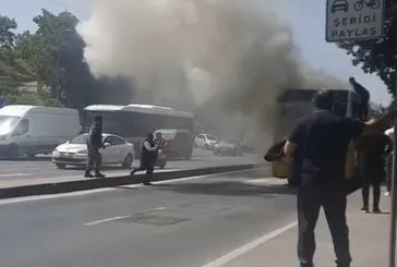 İETT otobüsü yandı