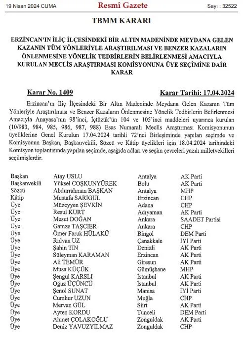 TBMM kararı Resmi Gazete'de! Meclis Araştırma Komisyonu'nun Başkanı AK Parti Antalya Milletvekili Atalay Uslu oldu-3