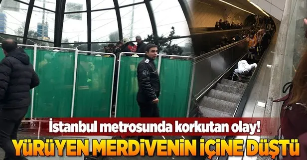 Maslak metrosunda yürüyen merdiven çöktü!