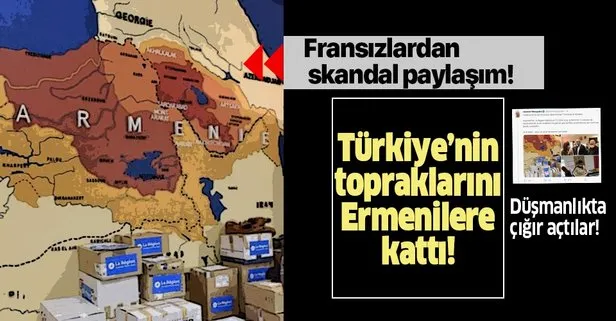 Fransız başkandan skandal paylaşım! Türkiye’nin doğusu, Batı Ermenistan olarak gösterildi...
