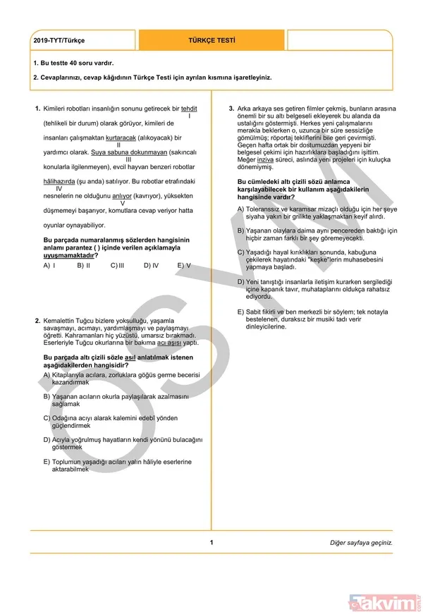 2019 YKS TYT soruları yayınlandı! İşte YKS TYT soruları ve cevap anahtarı... - 4