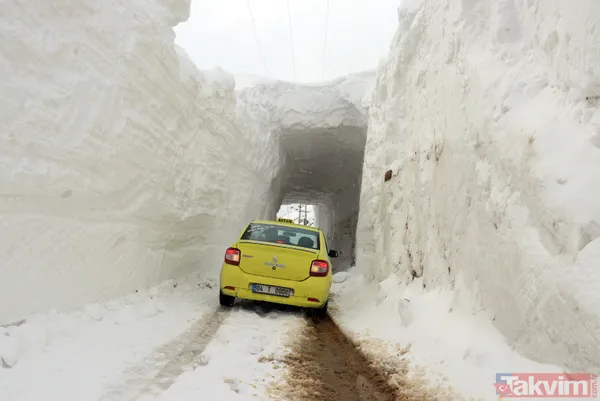 Ağrı'da çığ düşen köy yolunda ulaşım "kardan tünel" ile sağlanıyor - 10