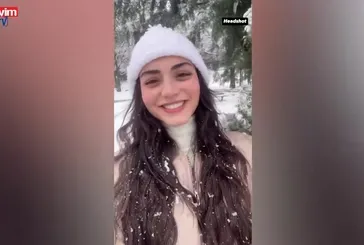 Özge Törer’e kartopu saldırısı! İşte o anlar