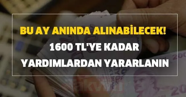 1600 TL’ye kadar yardımlardan yararlanın hemen yararlanın... Bu ay anında alınabilecek!