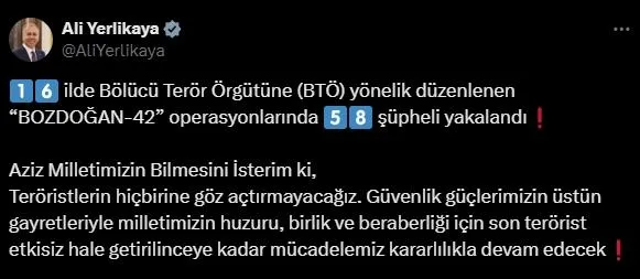 Terör örgütüne 16 ilde Bozdoğan-42 darbesi: 58 şüpheli yakalandı-2