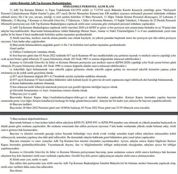 Resmi Gazete'de yayımlandı: Adli Tıp Kurumu Başkanlığına 124 sözleşmeli personel alınacak-5