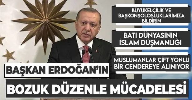 Son dakika: Başkan Erdoğan’dan Dolmabahçe Cumhurbaşkanlığı Ofisi’nde önemli açıklamalar: Müslümanlar çift yönlü cendereye alınıyor