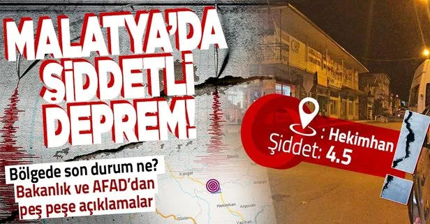 Son dakika: Malatya Hekimhan’da 4.5 büyüklüğünde deprem! Sivas’ta da hissedildi | AFAD, Kandilli son depremler listesi