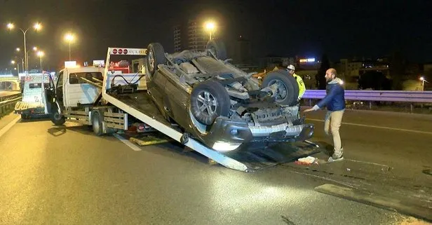 Son dakika: Maltepe’de gece yarısı korkutan kaza! Araç takla attı 3 kişi yaralandı