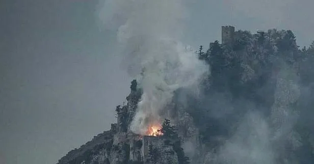 KKTC Girne’de tarihi St. Hilarion Kalesi’nde yangın!