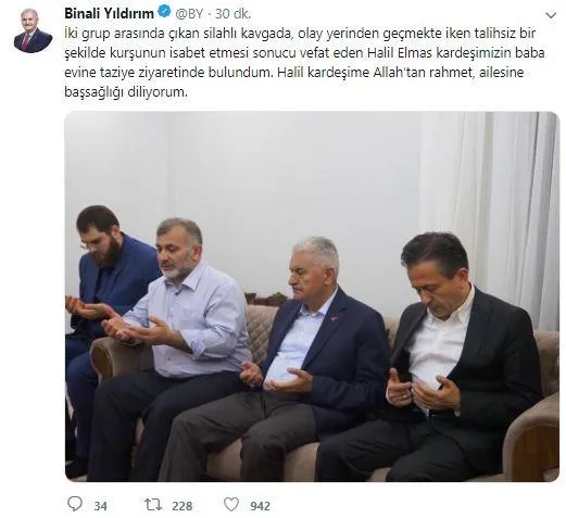 Binali Yıldırım'dan Elmas ailesine taziye ziyareti-1