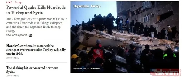 Kahramanmaraş Pazarcık'ta 7,7 büyüklüğünde deprem! Dünya basınında ilk manşet! 16 ülkenin sallandığı deprem hakkında şok harita - 16