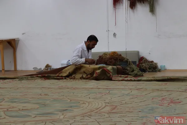 Tam 1 ton ağırlığında! Dolmabahçe Sarayı'nın en büyük halısı restore ediliyor - 19