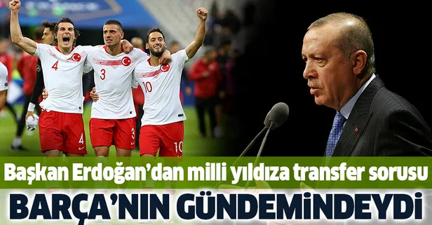 Başkan Erdoğan'dan milli yıldız Çağlar Söyüncü'ye transfer sorusu! Adı Barcelona ile anılıyordu...