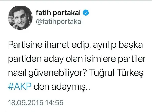 Amerikan beslemesi Fatih Portakal skandal bir tweet'e imza attı-1