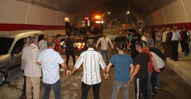 Rize’nin 71 yıllık hayali olan tünelinde horonlu kutlama