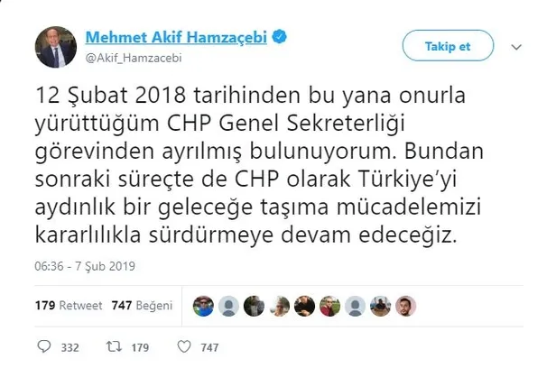 Son dakika.... Akif Hamzaçebi CHP'deki görevinden istifa etti-1