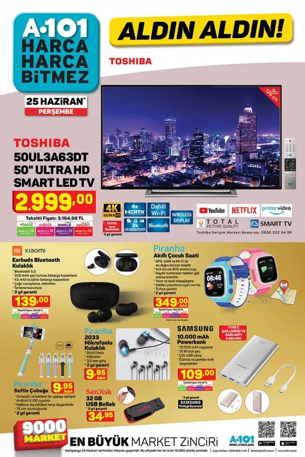 A101'de bu hafta elektronik ürünler Toshiba televizyon ve elektrikli bisiklet... 25 Haziran Perşembe A101 aktüel ürünler kataloğu!-8
