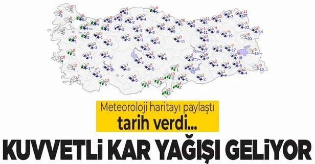 HAVA DURUMU | Meteoroloji haritayı paylaştı tarih verdi! Kuvvetli kar yağışı geliyor | 16-20 Ocak 2022