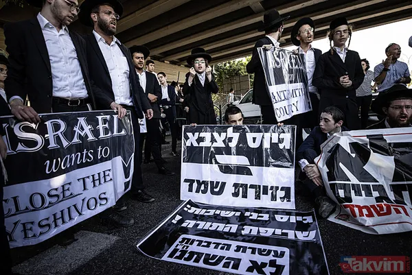 Terör devleti İsrail her geçen gün daha da karışıyor! Ultra Ortodoks Yahudiler (Harediler) yine sokaklara akın etti - 41