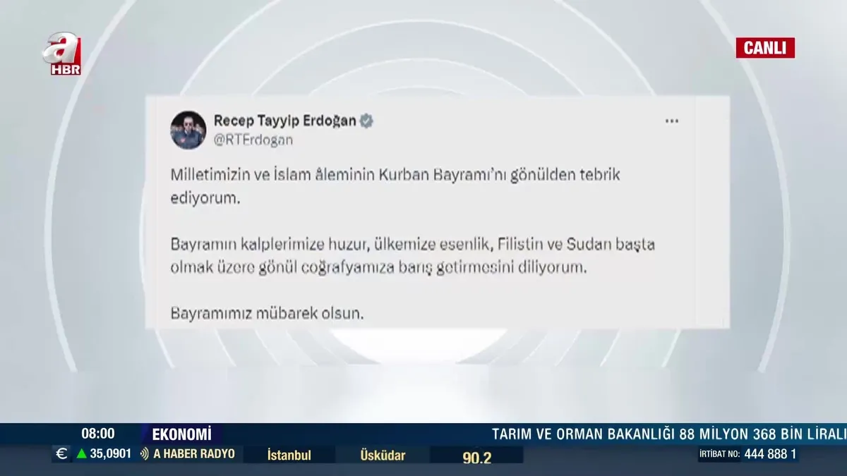 Başkan Erdoğan'dan Kurban Bayramı mesajı