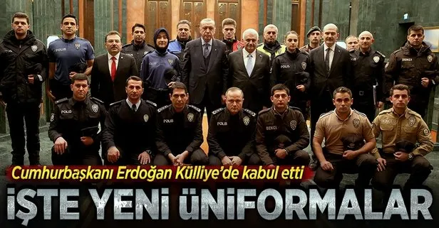 Emniyet personeli yeni üniformalarıyla Cumhurbaşkanlığı Külliyesi’nde