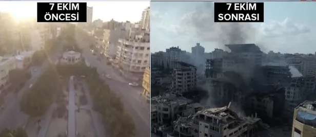 İşgalci devlet 10 gündür katliam yapıyor! Gazze'deki soykırımın boyutu havadan görüntülendi-4