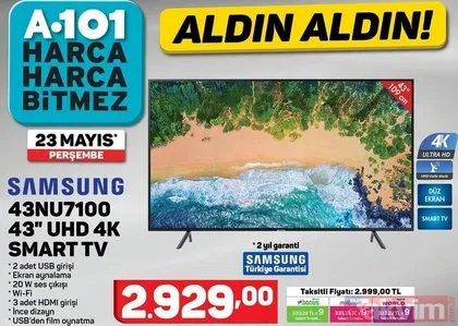 23 Mayıs 2019  A101 aktüel ürünler kataloğu: Samsung Smart TV ve birçok sürpriz ürünler burada