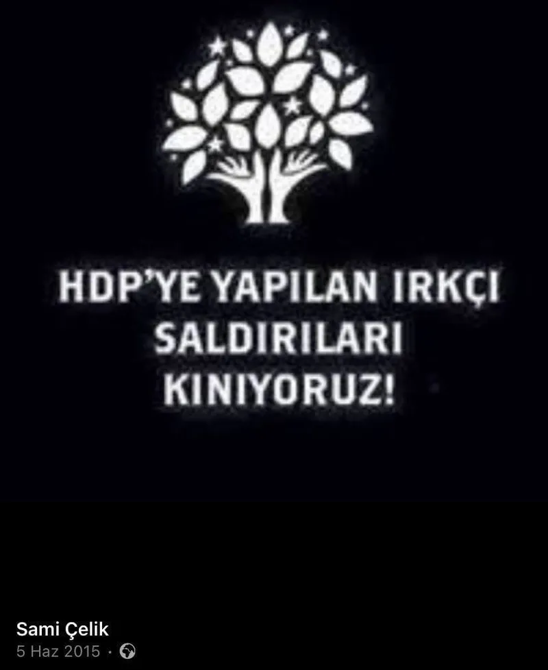 Mehmet Sami Çelik'in HDPKK paylaşımı (Facebook)