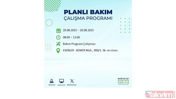 ⚫20 Ağustos 2025 İstanbul'da Elektrik Kesintisi Yaşanacak İlçe Ve Mahalleler